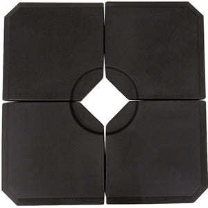 Set of 4 Parasol Base Stand Weights for Cantilever Parasols, Water and Sand Filled, Up to 120kg, Black