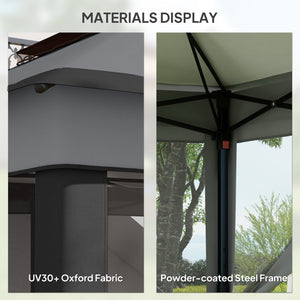 10.7 x 10.7ft Pop Up Camping Gazebo, Height Adjustable Instant Sun Shelter with UV30+ Roof Cover, Removable Mesh Curtains and Carrying Bag for Patio, Backyard, Dark Grey