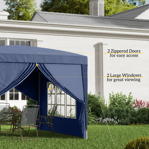 10'x10' Outdoor Pop Up Party Tent Gazebo Canopy with Carrying Bag (Blue)
