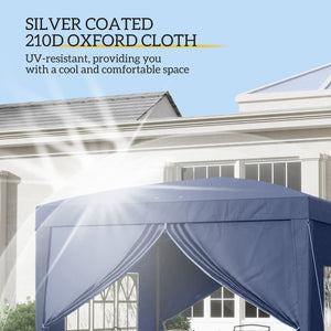 10'x10' Outdoor Pop Up Party Tent Gazebo Canopy with Carrying Bag (Blue)