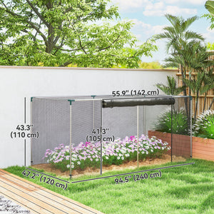 8' x 4' Crop Cage, Plant Protection Tent with Zippered Door and Galvanized Steel Frame, Fruit Cage Netting Cover for Garden, Yard, Lawn, Black