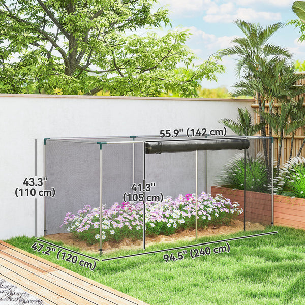 8' x 4' Crop Cage, Plant Protection Tent with Zippered Door and Galvanized Steel Frame, Fruit Cage Netting Cover for Garden, Yard, Lawn, Black