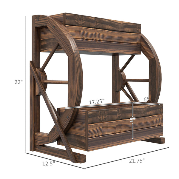 Outsunny 2-Tier Raised Garden Bed, Wooden Wagon Planter Boxes with Drainage Holes, for Vegetables Flowers Herbs, 22" x 13" x 22"