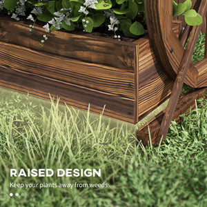 Outsunny 2-Tier Raised Garden Bed, Wooden Wagon Planter Boxes with Drainage Holes, for Vegetables Flowers Herbs, 22" x 13" x 22"