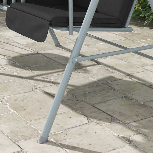 2 Person Porch Swing with Stand, Outdoor Swing with Canopy, Pivot Storage Table, 2 Cup Holders, Cushions for Patio, Backyard, Black