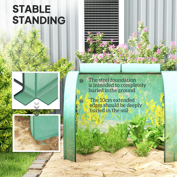 13' x 3' x 2.5' Mini Greenhouse, Portable Tunnel Green House with Roll-Up Zippered Doors, UV Waterproof PE Cover, Steel Frame, Green