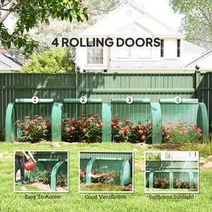 13' x 3' x 2.5' Mini Greenhouse, Portable Tunnel Green House with Roll-Up Zippered Doors, UV Waterproof PE Cover, Steel Frame, Green