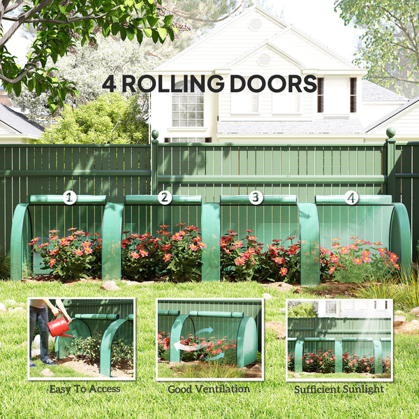 13' x 3' x 2.5' Mini Greenhouse, Portable Tunnel Green House with Roll-Up Zippered Doors, UV Waterproof PE Cover, Steel Frame, Green