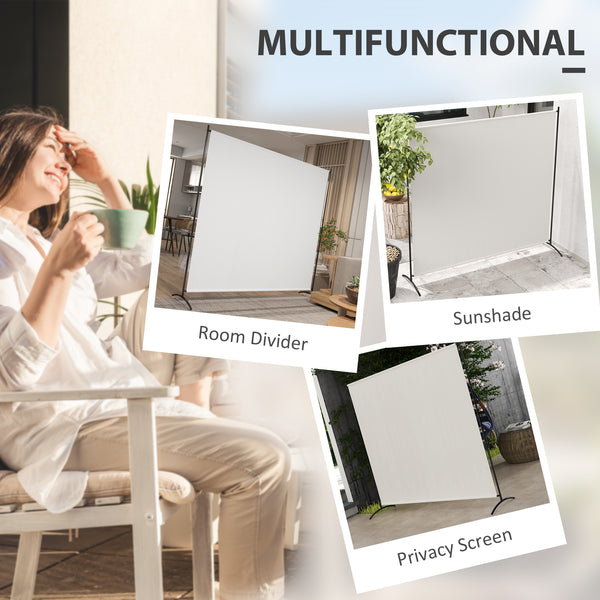 Single Panel Outdoor Privacy Screen, 5.9FT Tall Room Divider with UPF30+ Protection, Freestanding Privacy Panel Partition with Stable Base for Indoor Outdoor Use, Beige