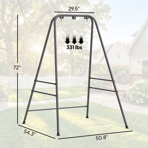 Hammock Chair Stand, Free Standing Heavy Duty Hanging Swing Chair with Anti-Slip Foot Pads, 2 Carabiners, for Relaxation, Indoor and Outdoor Use, Gray