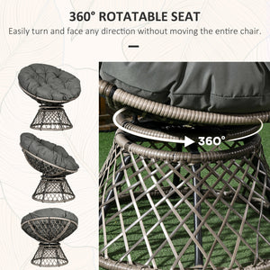 3 Pieces Rattan Bistro Set, Wicker Garden Furniture Set with Swivel Chairs, Glass Top Coffee Table and Thickened Cushions, for Outdoor Patio Balcony