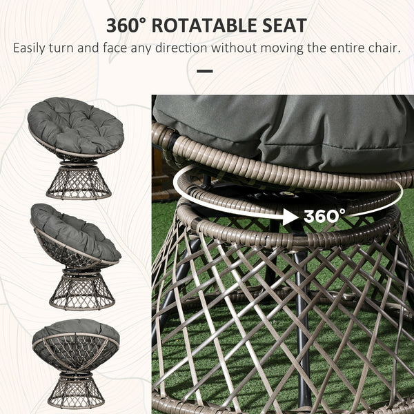 3 Pieces Rattan Bistro Set, Wicker Garden Furniture Set with Swivel Chairs, Glass Top Coffee Table and Thickened Cushions, for Outdoor Patio Balcony